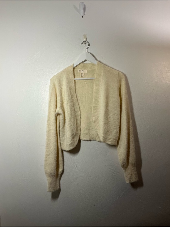 Jessica Simpson Sweaters - Jessica Simpson Cream Slighty Cropped Open-Front Fuzzy Cardigan Size Medium